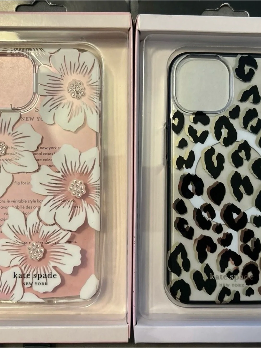 kate spade Floral & Leopard Dual Phone Case Set in Pink, White, Black